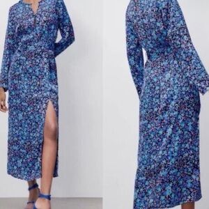 Zara Floral Blue Maxi Dress
